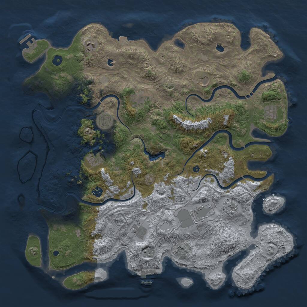 Rust Map: Procedural Map, Size: 4500, Seed: 2024310450, 17 Monuments