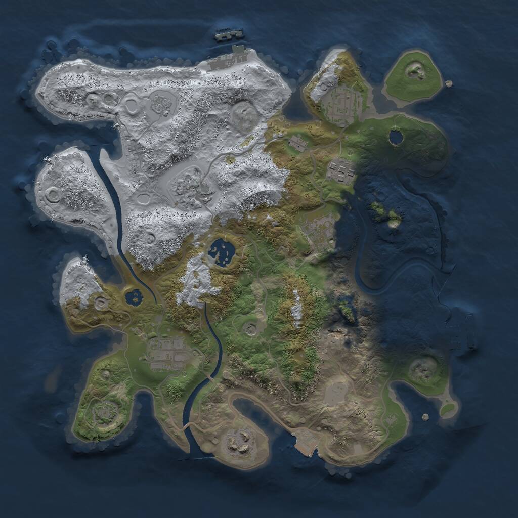 Rust Map: Procedural Map, Size: 3000, Seed: 1145162262, 13 Monuments