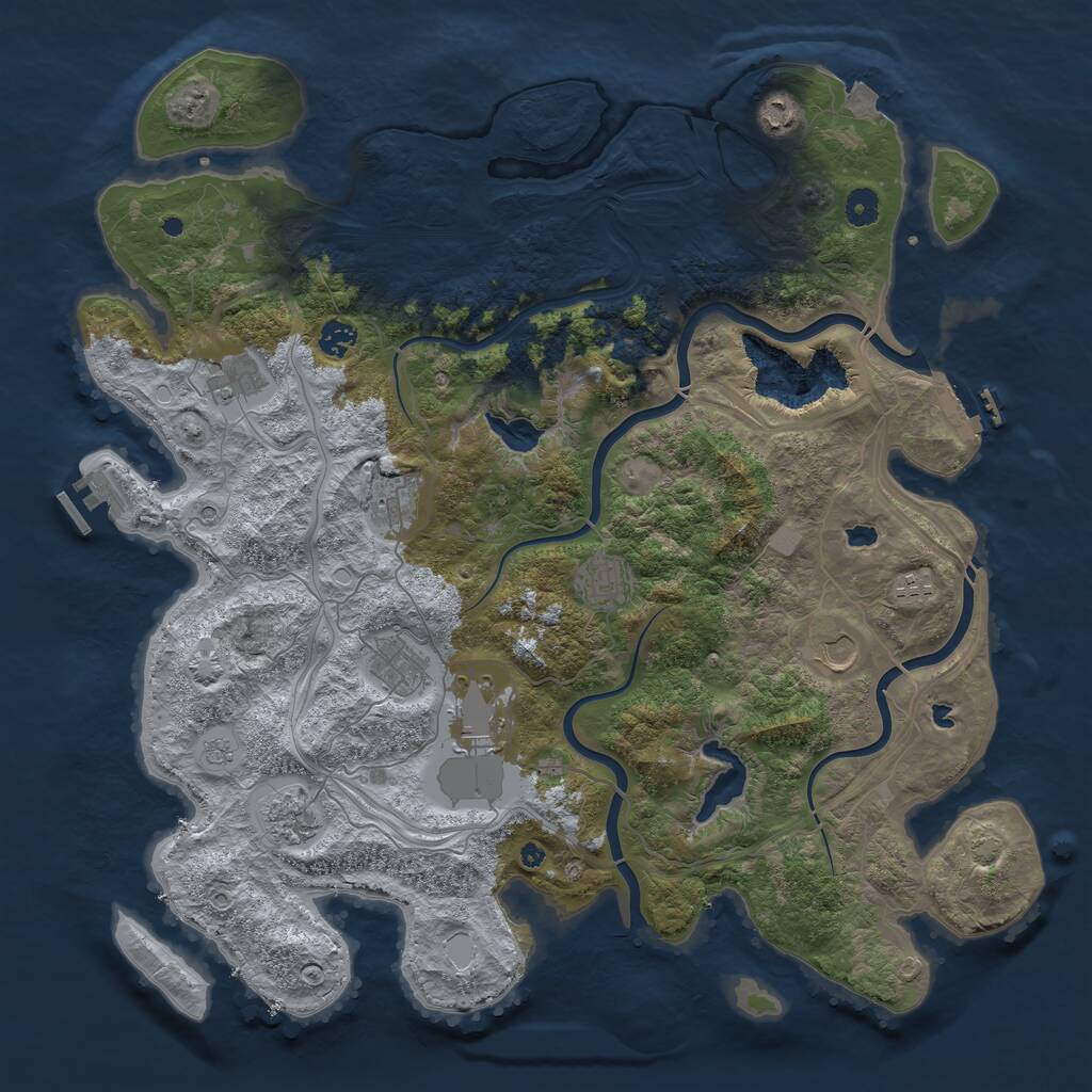Rust Map: Procedural Map, Size: 4500, Seed: 1396333255, 16 Monuments