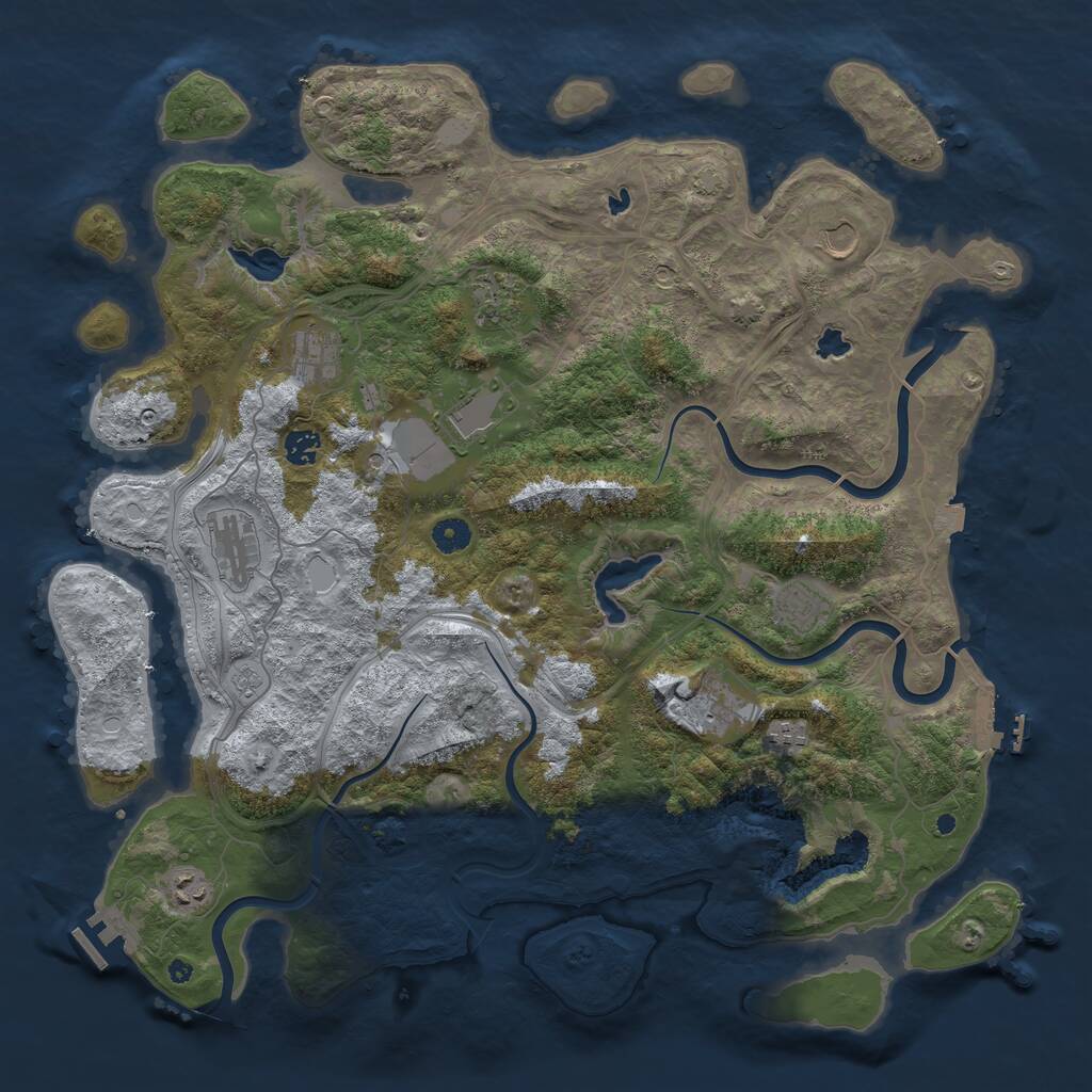 Rust Map: Procedural Map, Size: 4500, Seed: 52364, 16 Monuments