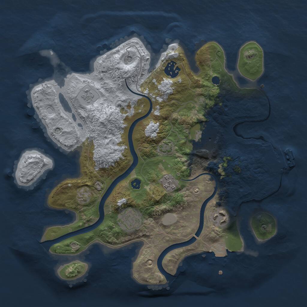 Rust Map: Procedural Map, Size: 3000, Seed: 488493995, 10 Monuments