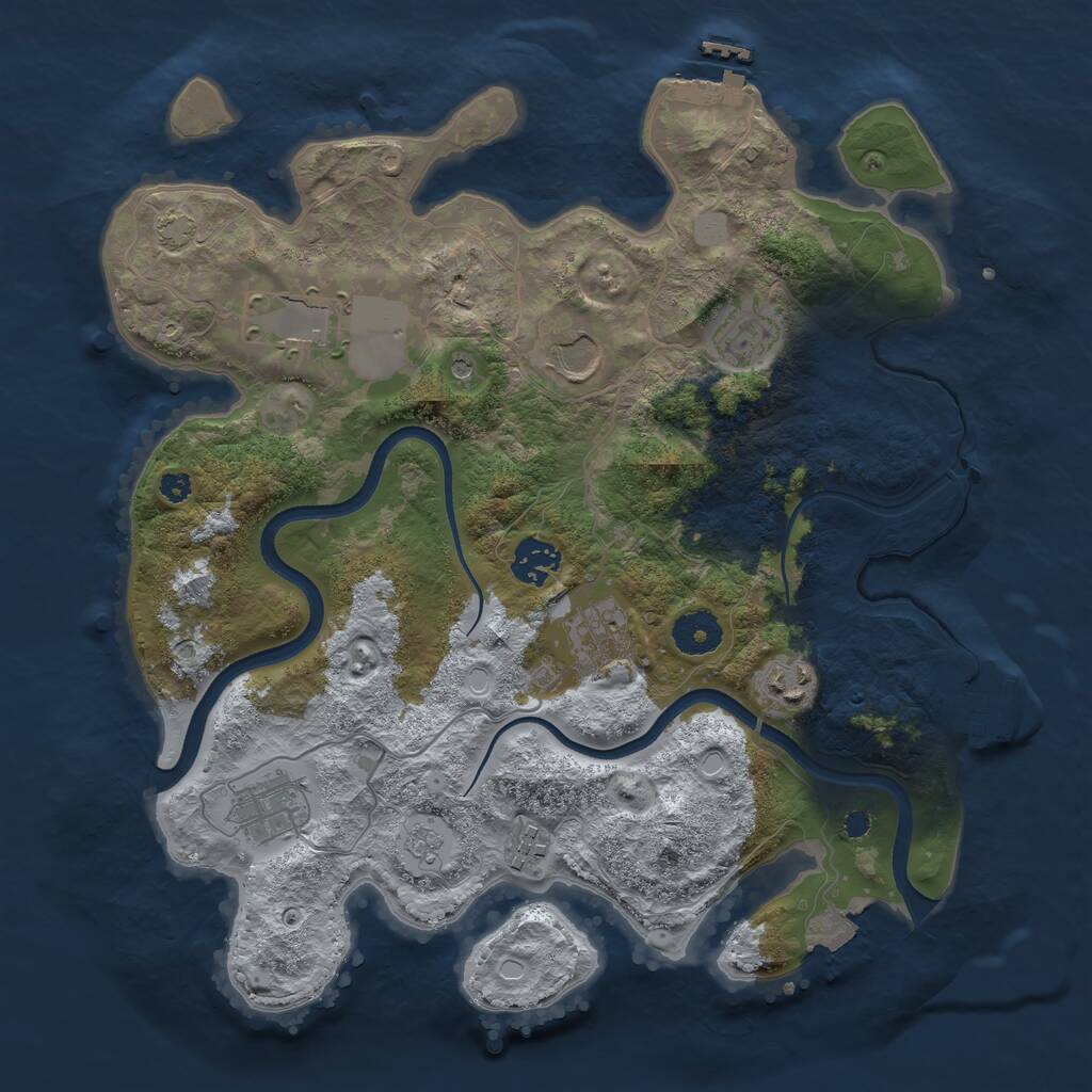 Rust Map: Procedural Map, Size: 3500, Seed: 440856989, 14 Monuments