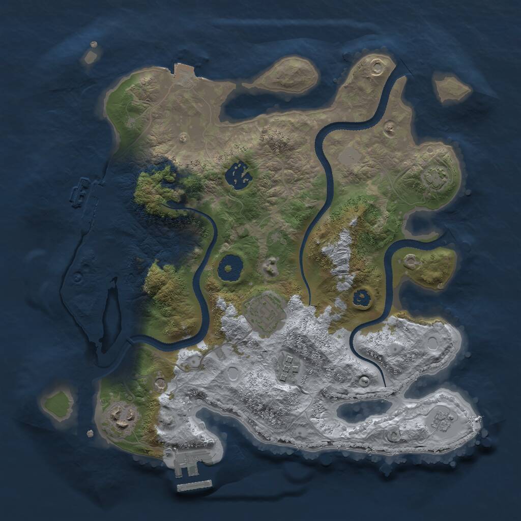Rust Map: Procedural Map, Size: 3000, Seed: 1340411260, 10 Monuments