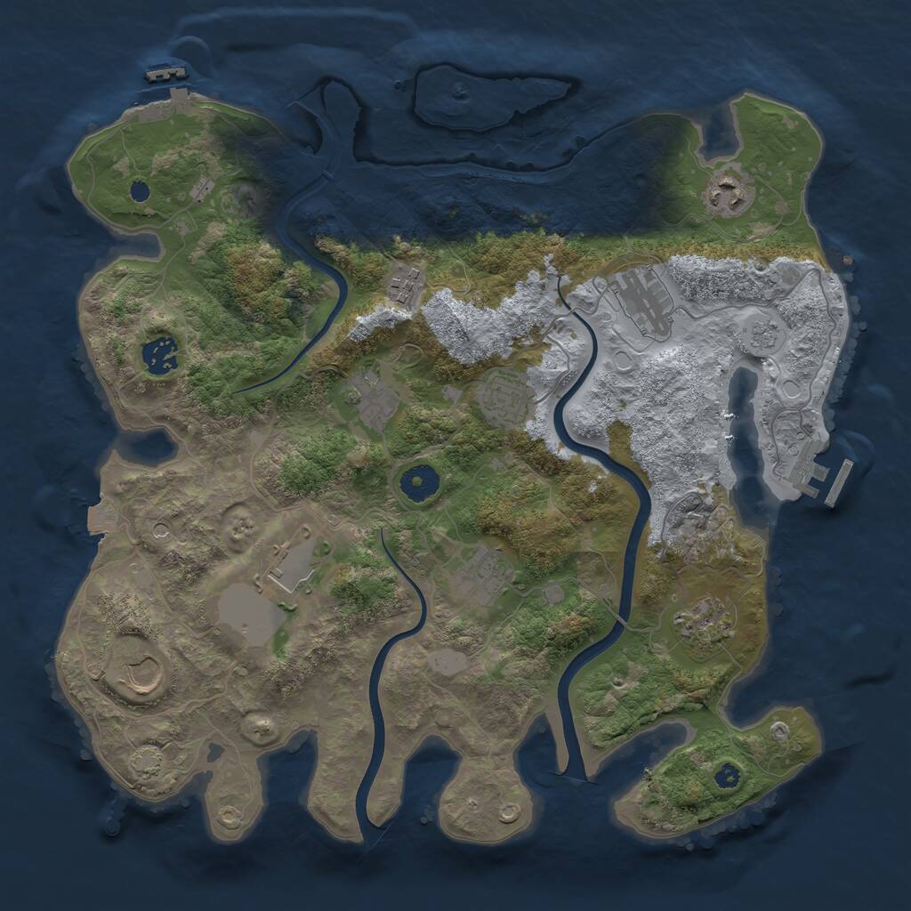 Rust Map: Procedural Map, Size: 3700, Seed: 1727791317, 16 Monuments