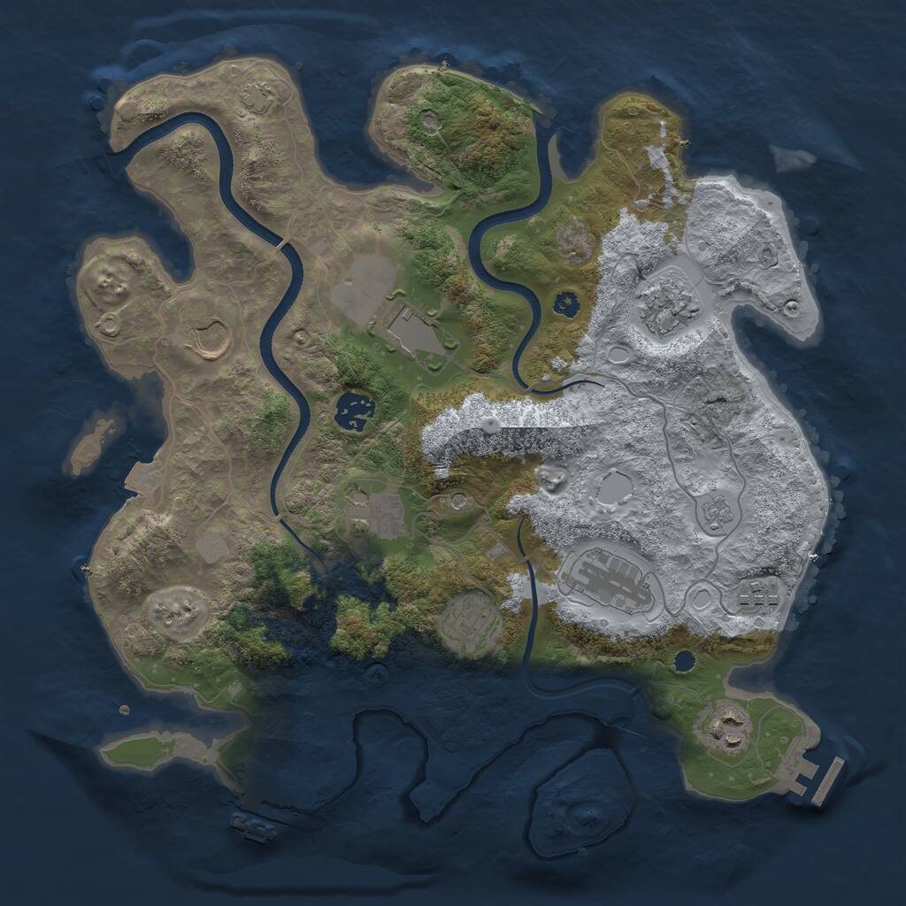 Rust Map: Procedural Map, Size: 3500, Seed: 170850996, 15 Monuments