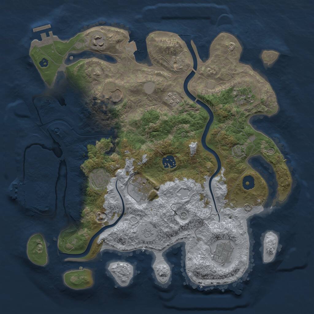 Rust Map: Procedural Map, Size: 3500, Seed: 545251214, 14 Monuments