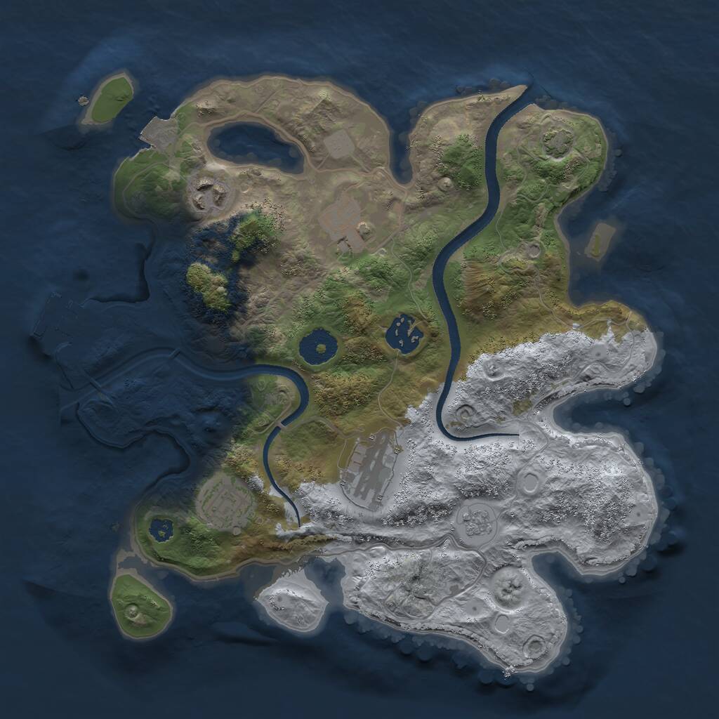 Rust Map: Procedural Map, Size: 3000, Seed: 1307362465, 9 Monuments
