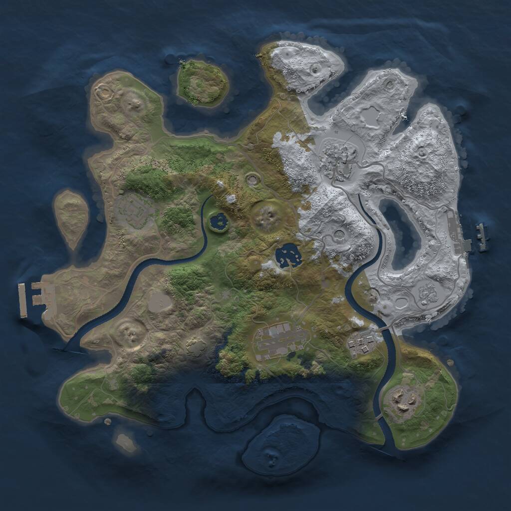 Rust Map: Procedural Map, Size: 3000, Seed: 2099741010, 12 Monuments
