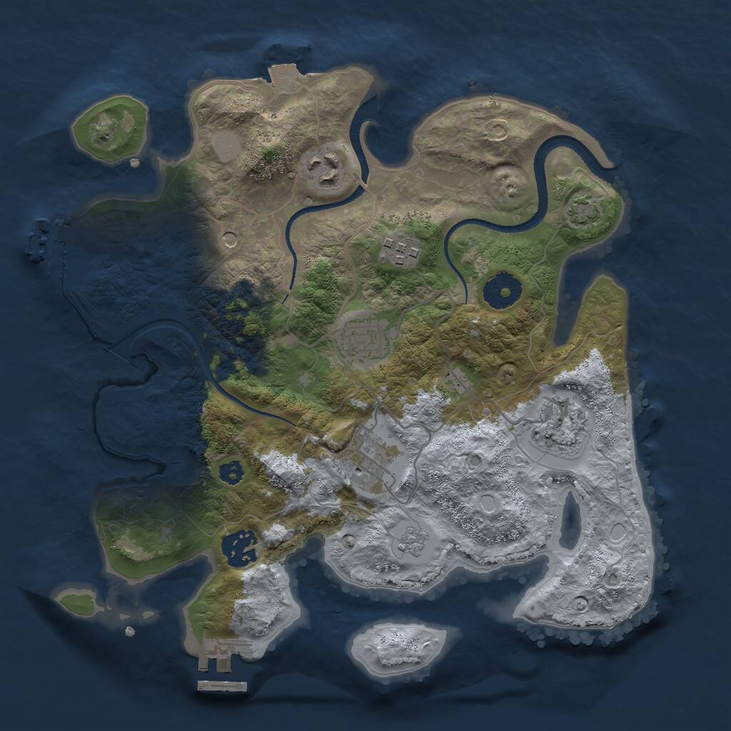 Rust Map: Procedural Map, Size: 3000, Seed: 1898954101, 12 Monuments