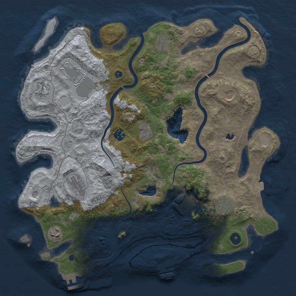 Rust Map: Procedural Map, Size: 4000, Seed: 50158, 17 Monuments