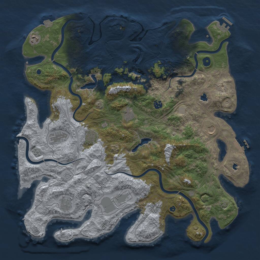 Rust Map: Procedural Map, Size: 4500, Seed: 598005034, 16 Monuments