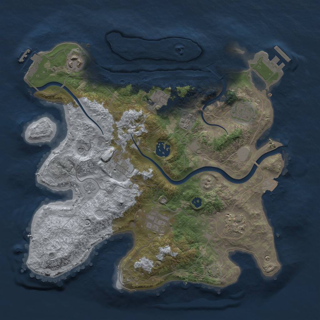 Rust Map: Procedural Map, Size: 3186, Seed: 377117, 14 Monuments
