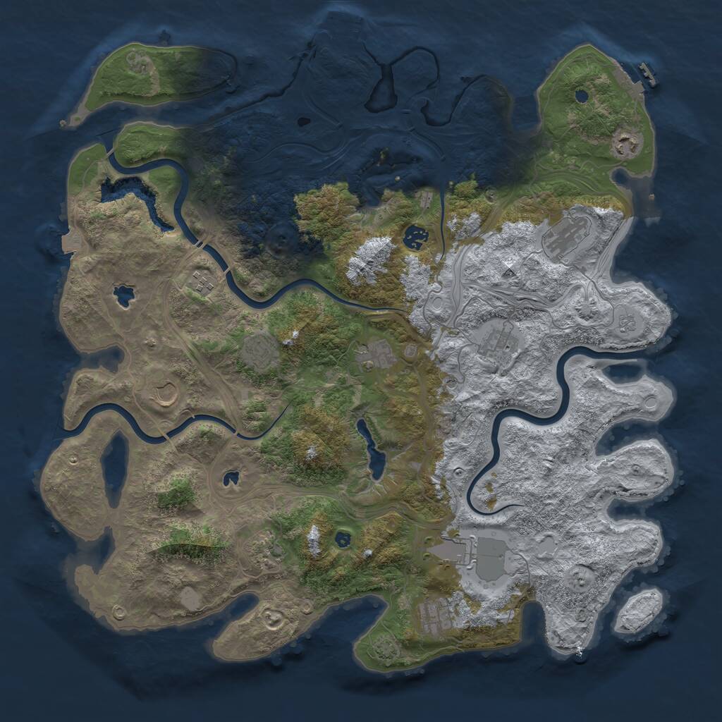 Rust Map: Procedural Map, Size: 4500, Seed: 58472913, 17 Monuments