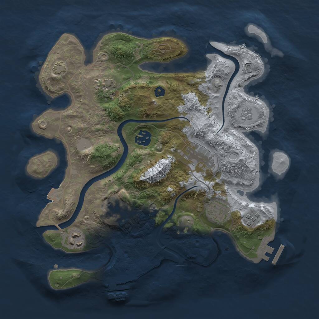 Rust Map: Procedural Map, Size: 3000, Seed: 3524, 13 Monuments