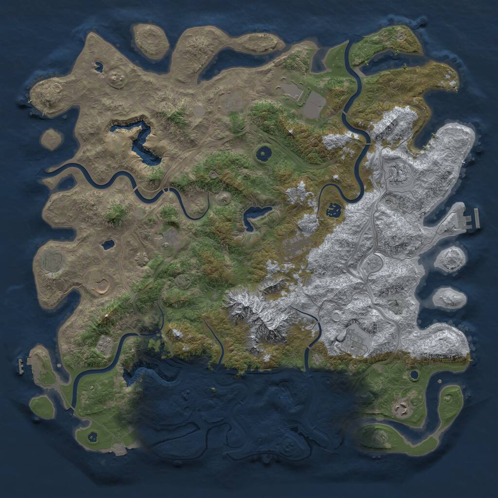 Rust Map: Procedural Map, Size: 5000, Seed: 1656538195, 17 Monuments