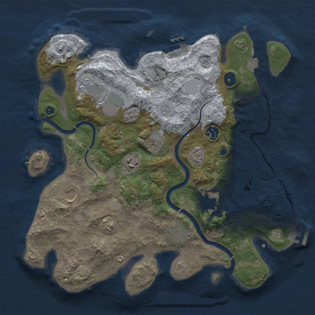Rust Map: Procedural Map, Size: 3600, Seed: 5025, 14 Monuments