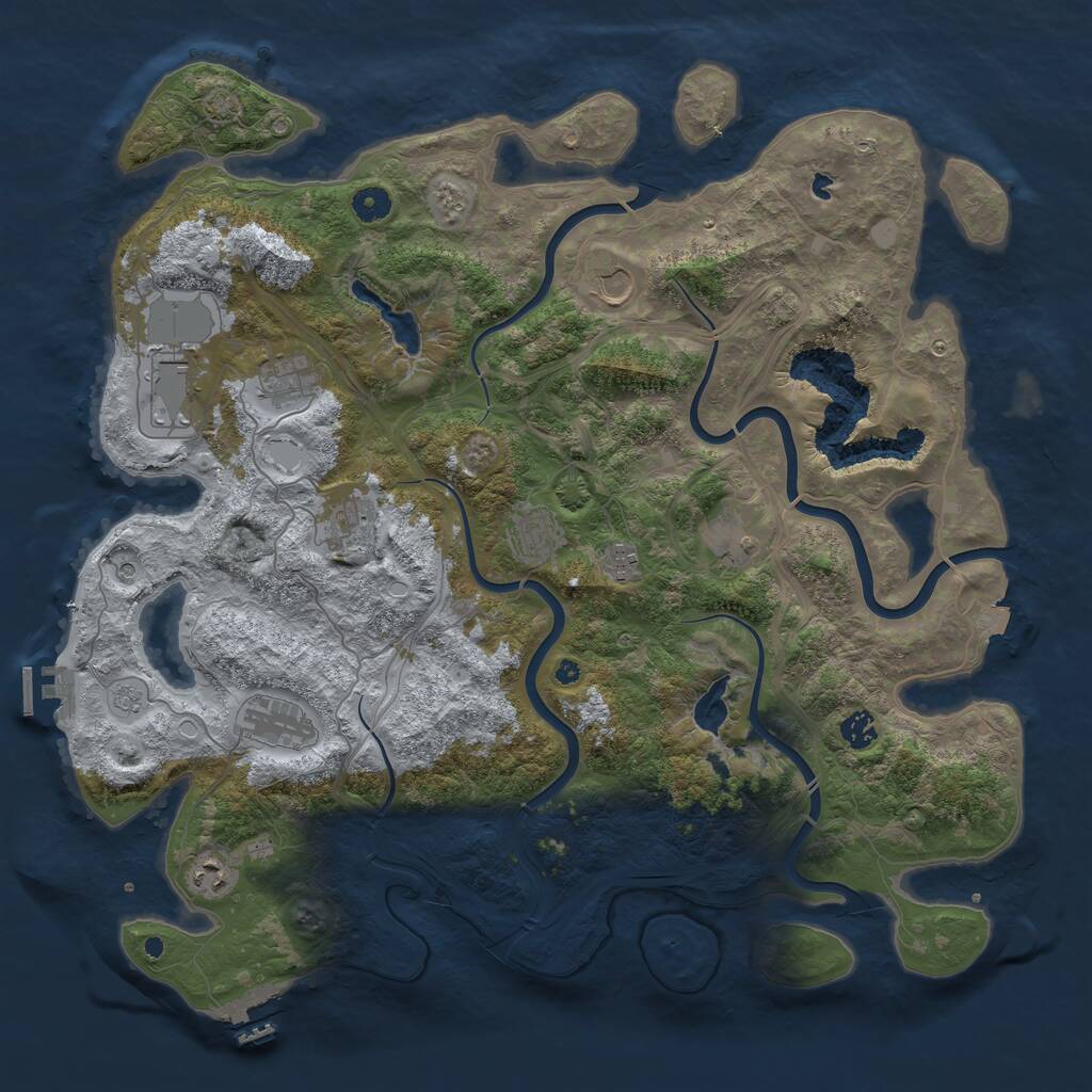 Rust Map: Procedural Map, Size: 4500, Seed: 707281745, 16 Monuments