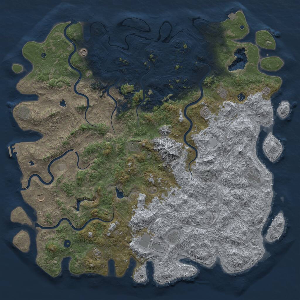 Rust Map: Procedural Map, Size: 6000, Seed: 200087756, 16 Monuments