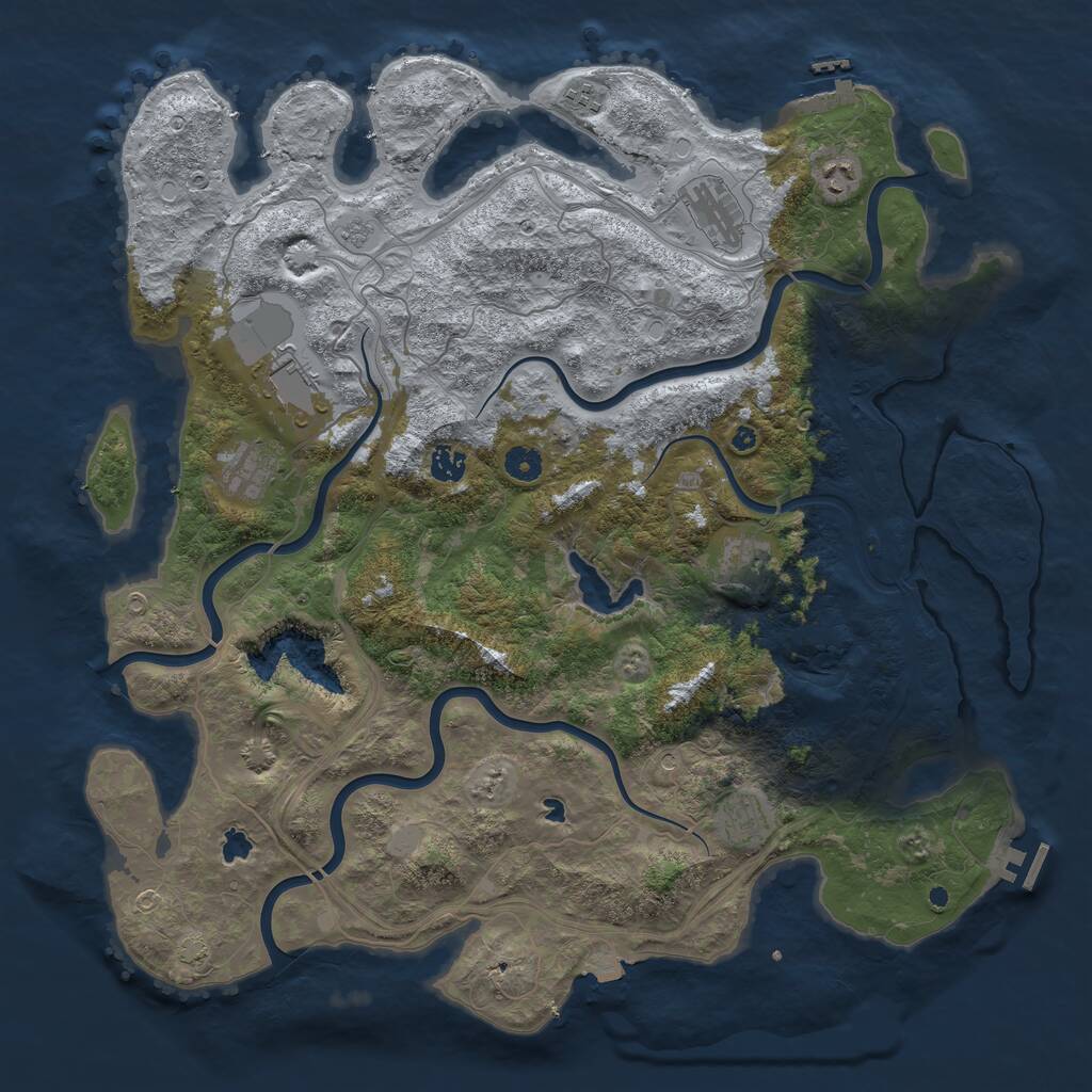 Rust Map: Procedural Map, Size: 4500, Seed: 7732655, 14 Monuments