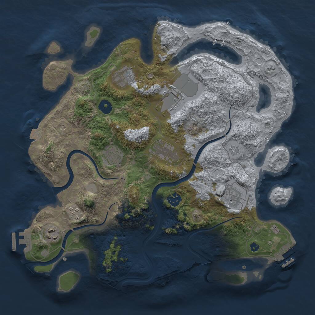 Rust Map: Procedural Map, Size: 3500, Seed: 626623381, 14 Monuments