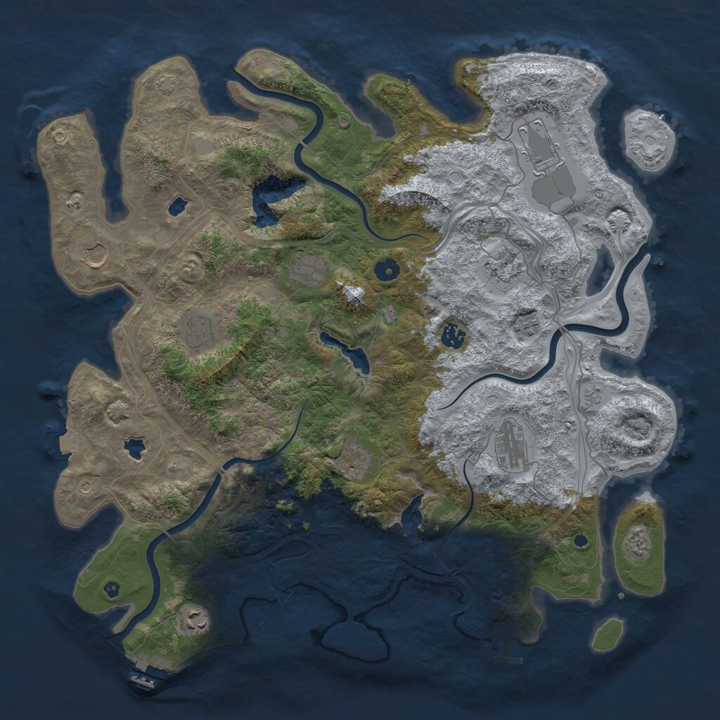 Rust Map: Procedural Map, Size: 4500, Seed: 123234, 16 Monuments