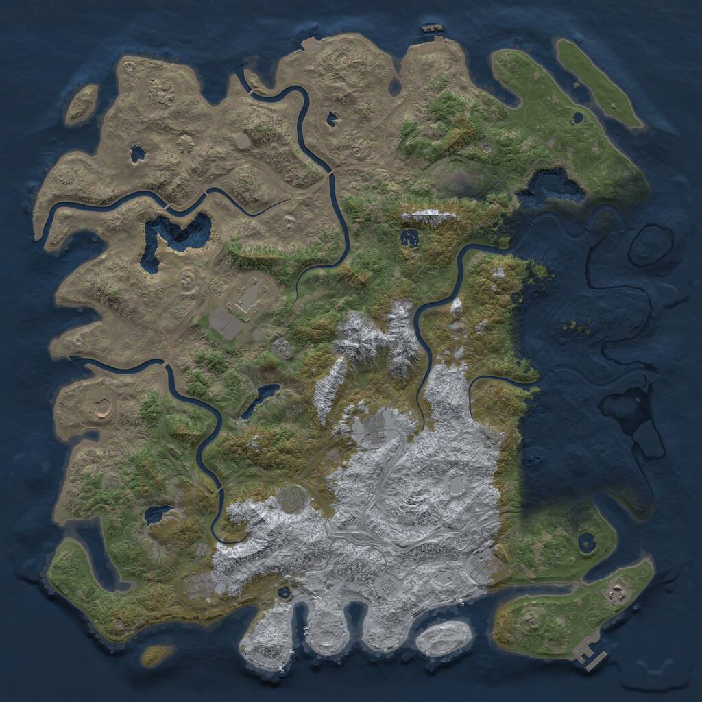 Rust Map: Procedural Map, Size: 5500, Seed: 128564, 17 Monuments
