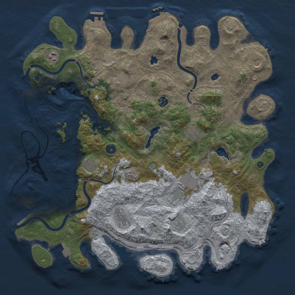 Rust Map: Procedural Map, Size: 4500, Seed: 658346, 16 Monuments