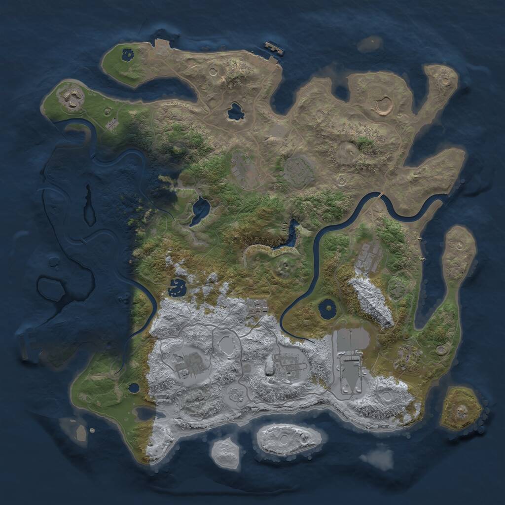 Rust Map: Procedural Map, Size: 4000, Seed: 247300, 17 Monuments