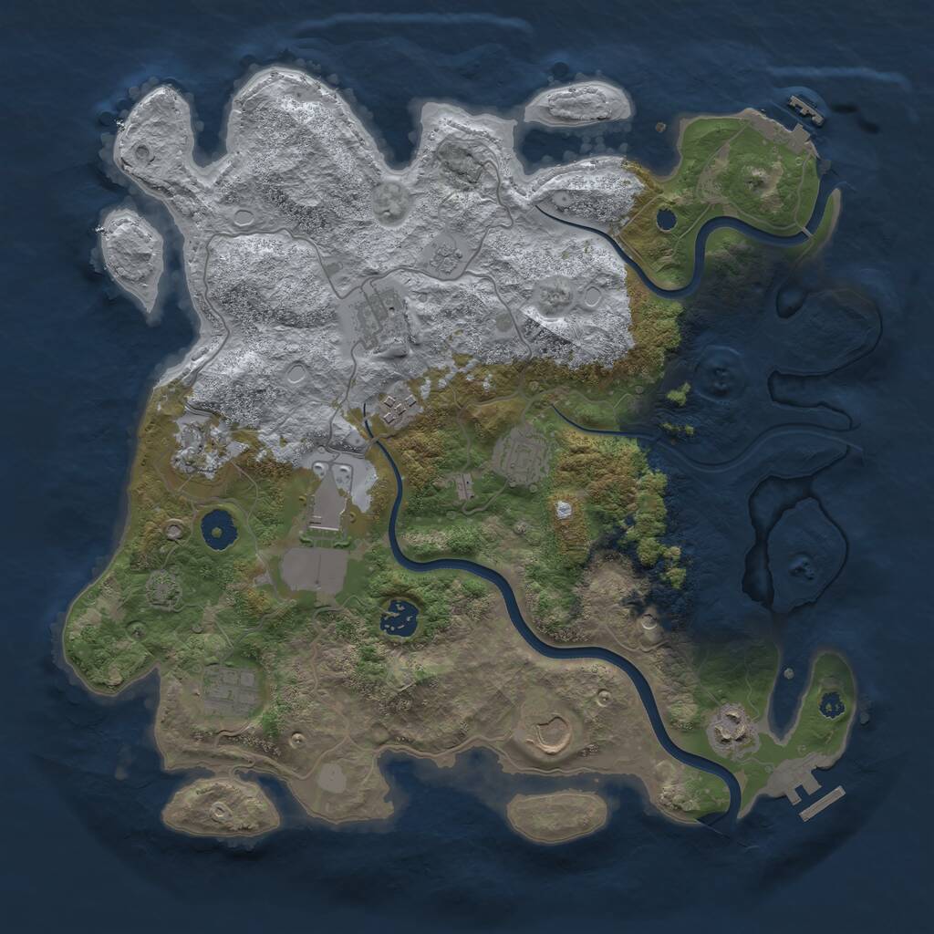 Rust Map: Procedural Map, Size: 3750, Seed: 113163, 15 Monuments