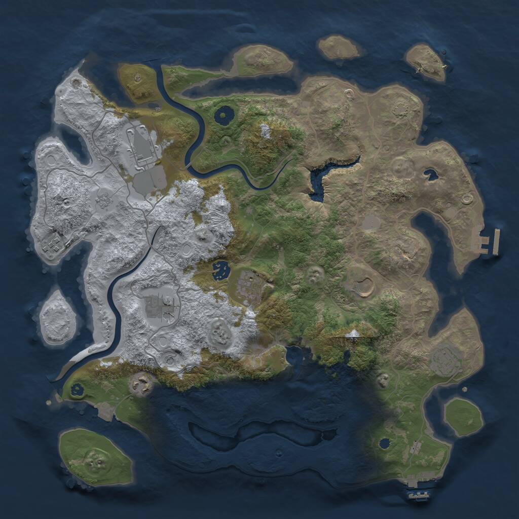 Rust Map: Procedural Map, Size: 4000, Seed: 733012, 14 Monuments