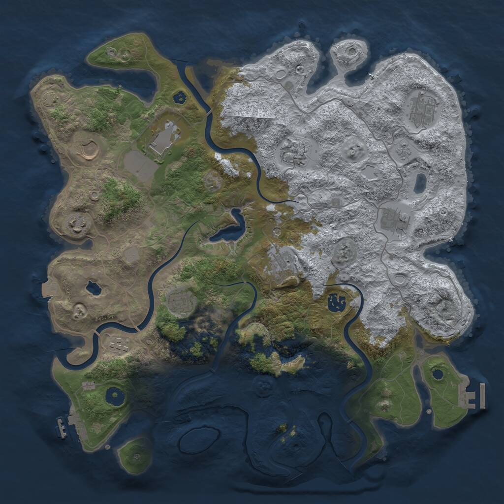 Rust Map: Procedural Map, Size: 4000, Seed: 302045248, 16 Monuments