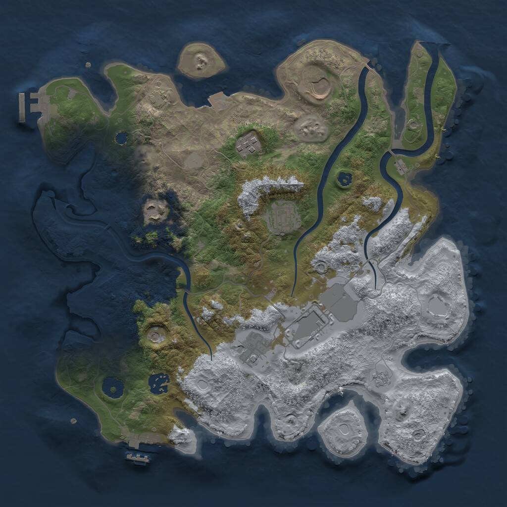 Rust Map: Procedural Map, Size: 3500, Seed: 1994230772, 13 Monuments