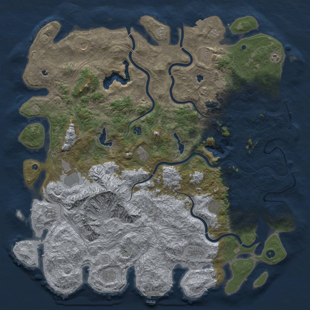 Rust Map: Procedural Map, Size: 5500, Seed: 37, 17 Monuments