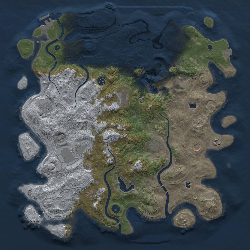Rust Map: Procedural Map, Size: 4500, Seed: 1460088431, 16 Monuments