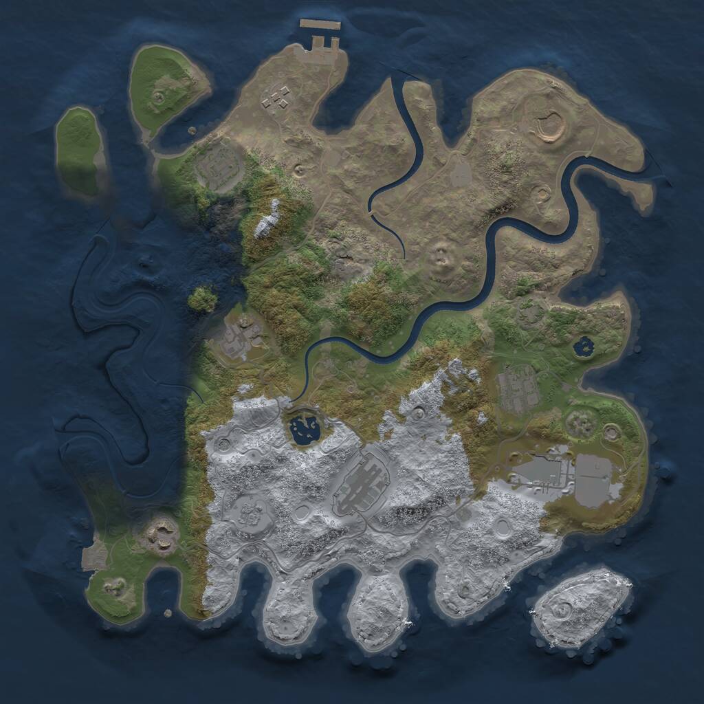 Rust Map: Procedural Map, Size: 3500, Seed: 1144221819, 14 Monuments
