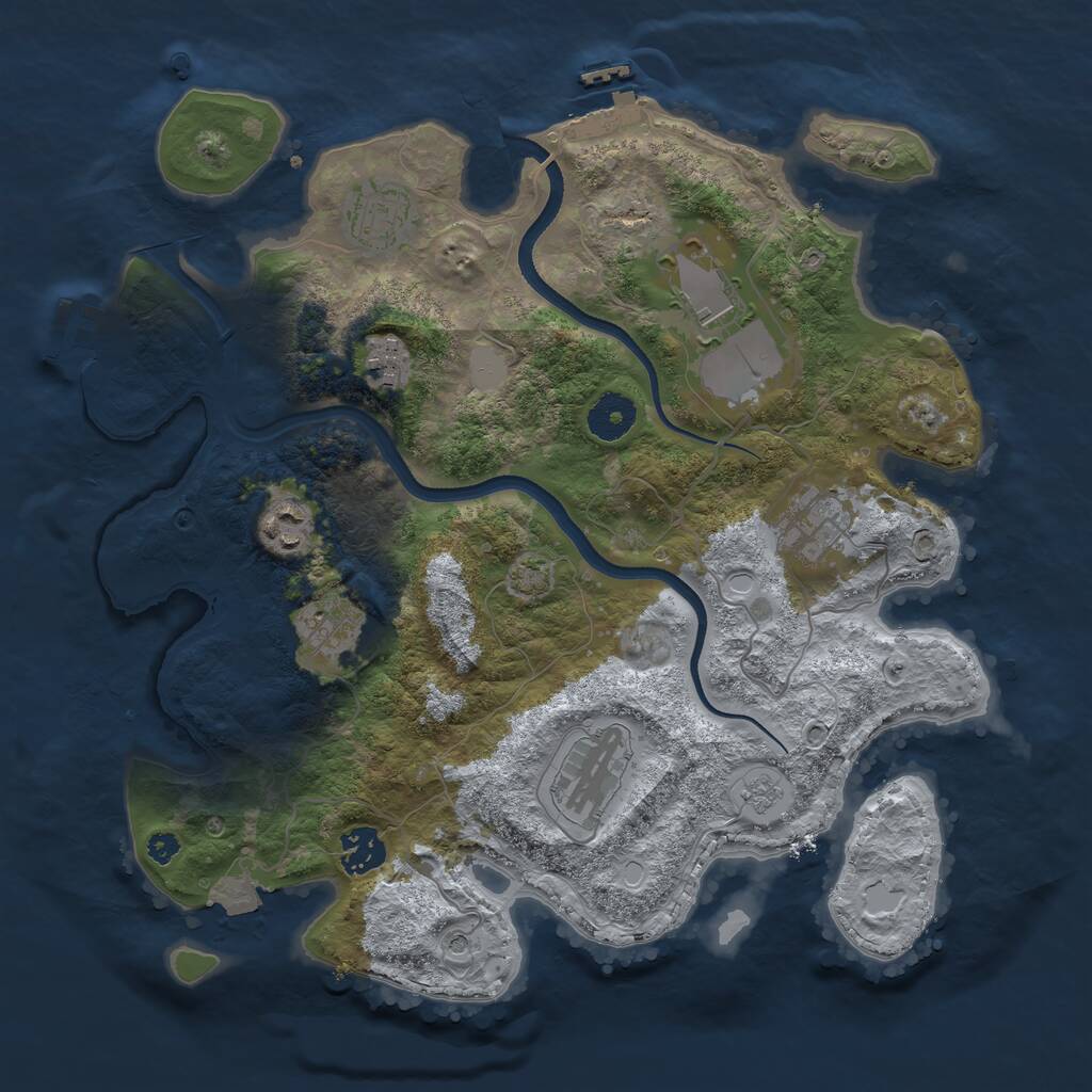 Rust Map: Procedural Map, Size: 3500, Seed: 279844204, 14 Monuments