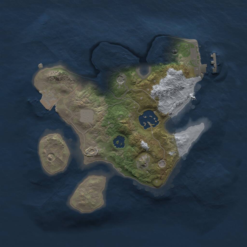 Rust Map: Procedural Map, Size: 2000, Seed: 24125, 4 Monuments