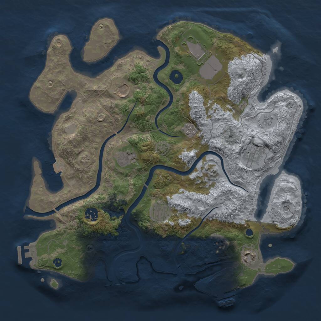 Rust Map: Procedural Map, Size: 3600, Seed: 25296954, 14 Monuments