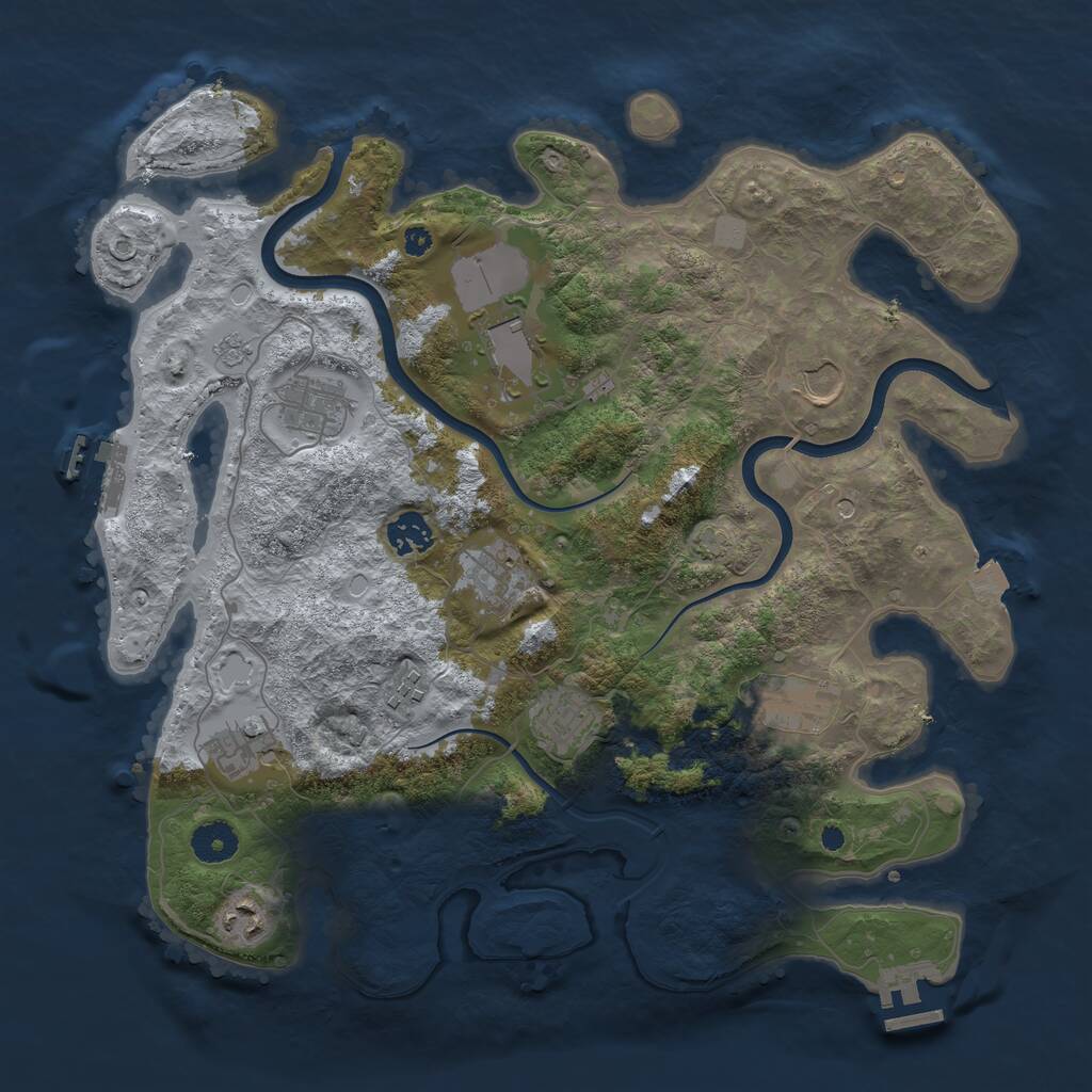 Rust Map: Procedural Map, Size: 3750, Seed: 843556, 16 Monuments