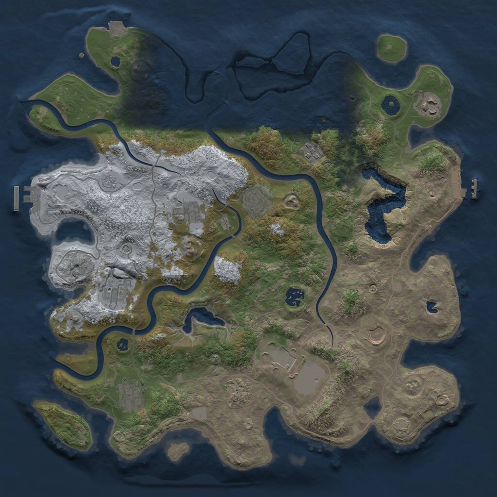 Rust Map: Procedural Map, Size: 4000, Seed: 756118, 16 Monuments