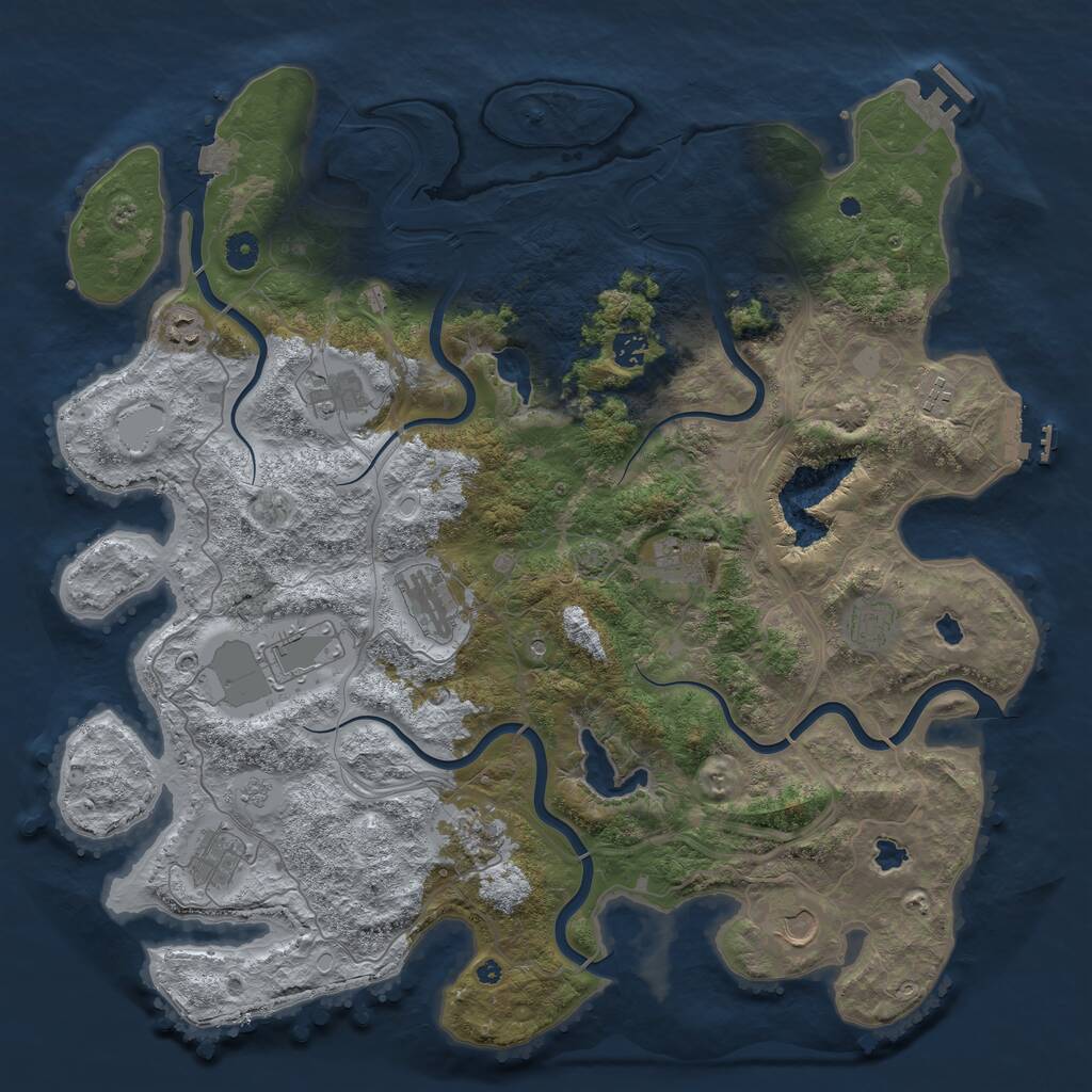 Rust Map: Procedural Map, Size: 4500, Seed: 255563, 17 Monuments