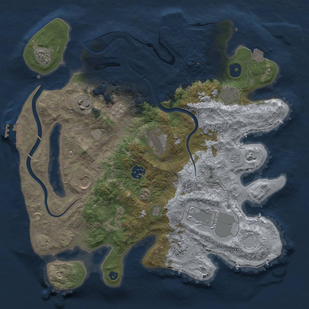 Rust Map: Procedural Map, Size: 3500, Seed: 523683, 14 Monuments