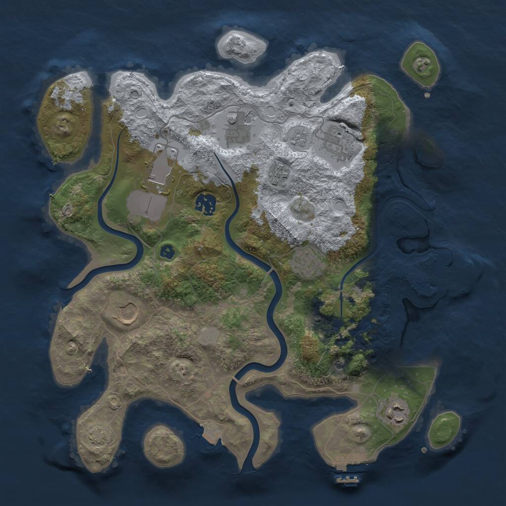 Rust Map: Procedural Map, Size: 3500, Seed: 913842, 14 Monuments