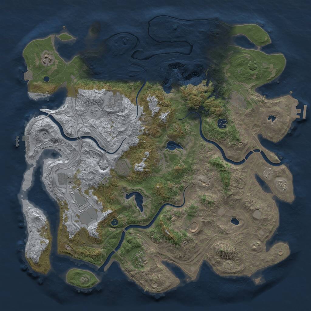Rust Map: Procedural Map, Size: 4500, Seed: 1972051305, 16 Monuments
