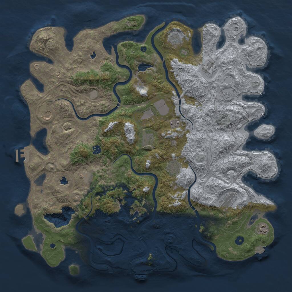 Rust Map: Procedural Map, Size: 4800, Seed: 543916274, 17 Monuments