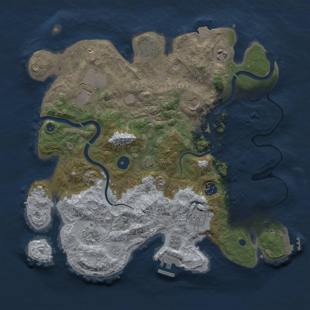 Rust Map: Procedural Map, Size: 3700, Seed: 1615174243, 14 Monuments
