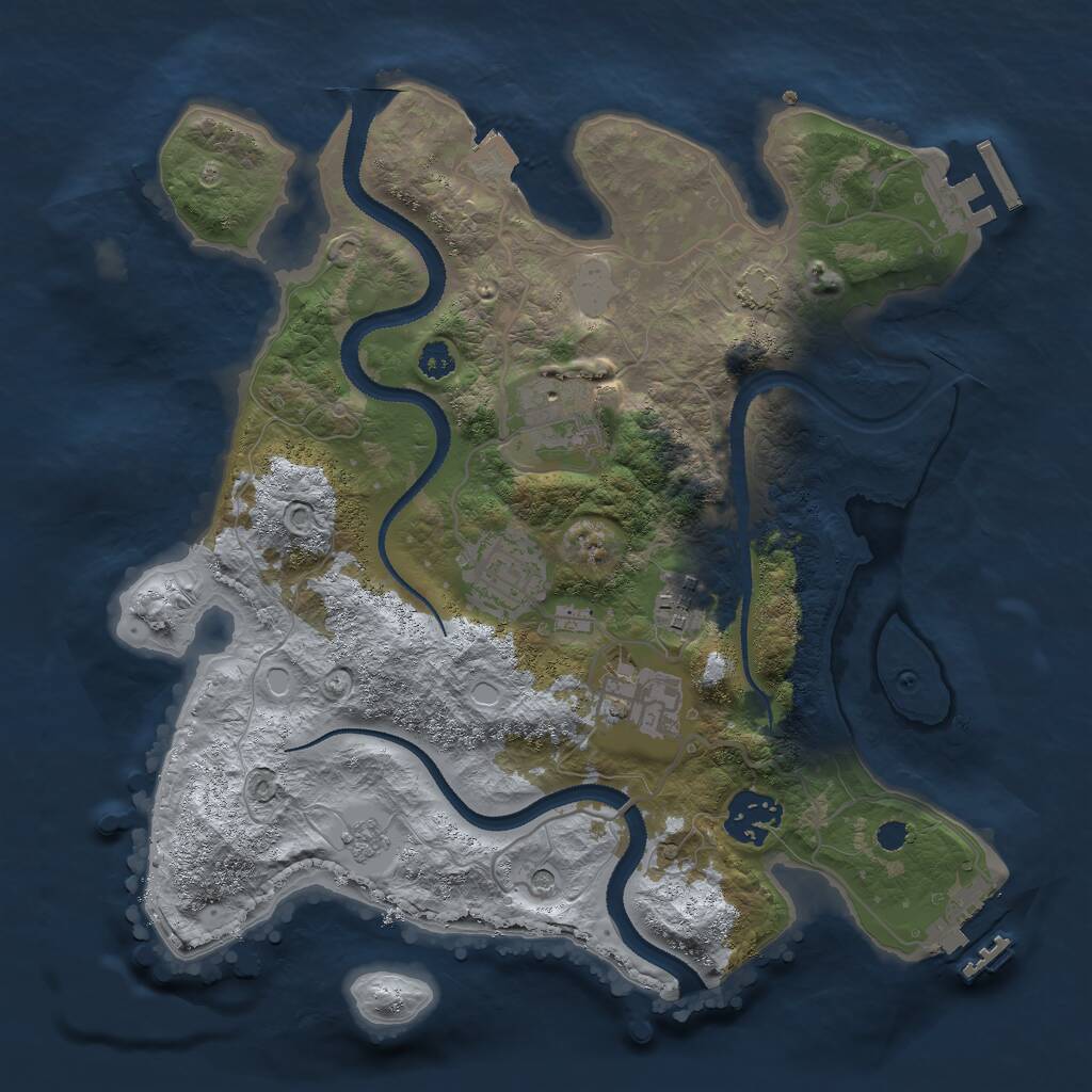 Rust Map: Procedural Map, Size: 3000, Seed: 827928583, 11 Monuments