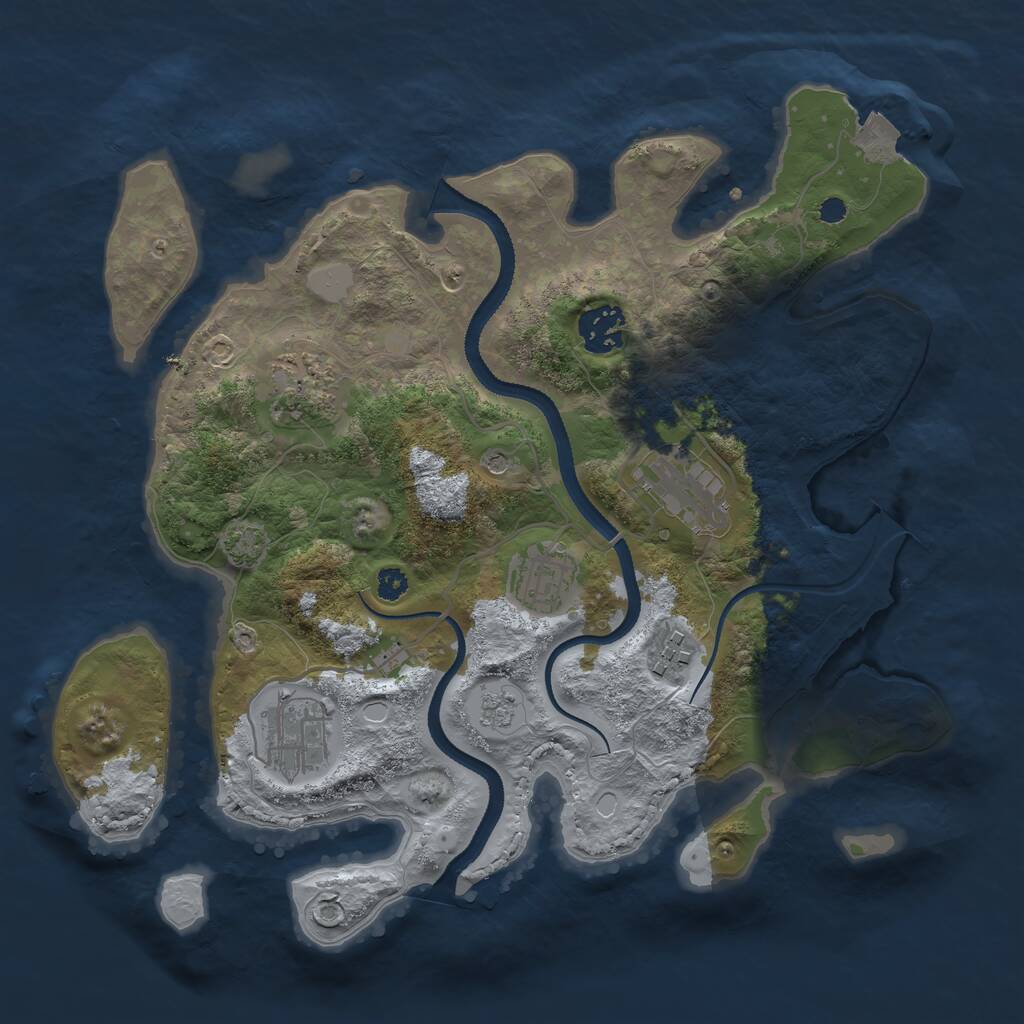 Rust Map: Procedural Map, Size: 3200, Seed: 739161813, 10 Monuments