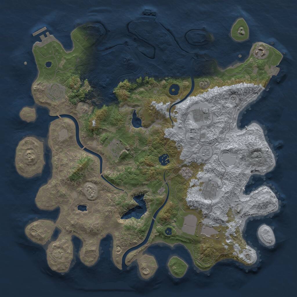 Rust Map: Procedural Map, Size: 4000, Seed: 1070912315, 14 Monuments