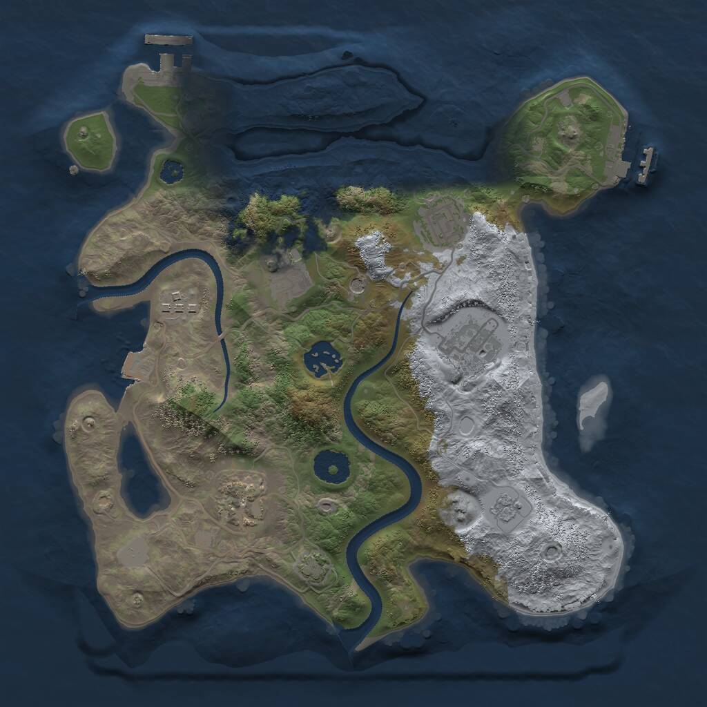 Rust Map: Procedural Map, Size: 3000, Seed: 1440372897, 12 Monuments
